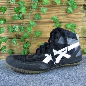 ASICS Sneaker Matflex Wrestling Boys Y 4.5 Medium Athletic Black Fabric Lace Up